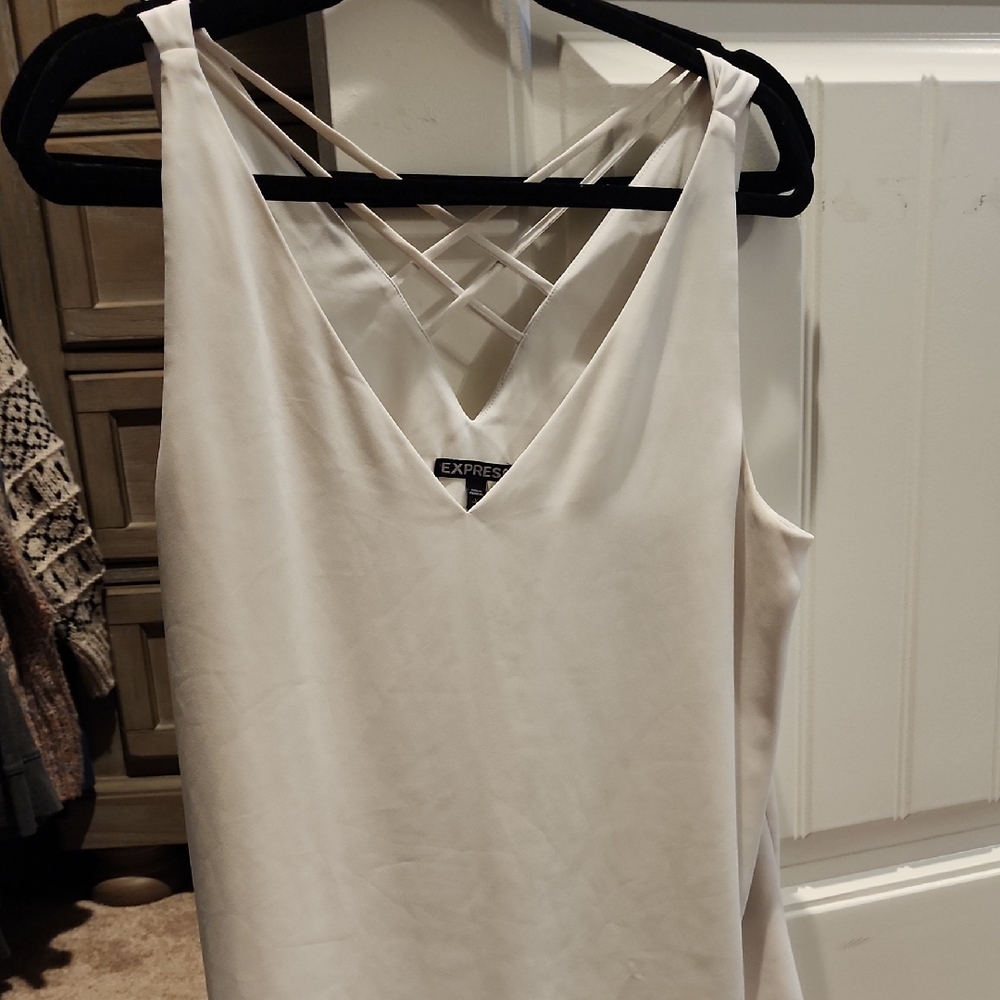 Express Women's Cream Sleeveless Top